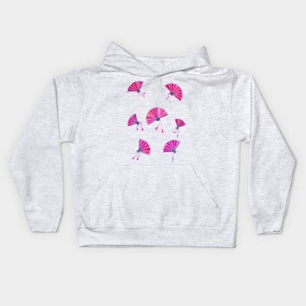 Pink Chinese fans Kids Hoodie by Home Cyn Home 